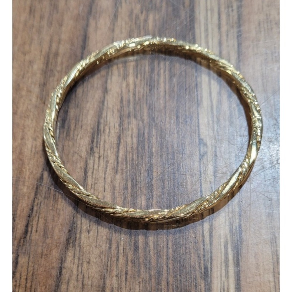 Monet Gold Tone Twist Shiny Finish 8" Bangle Bracelet